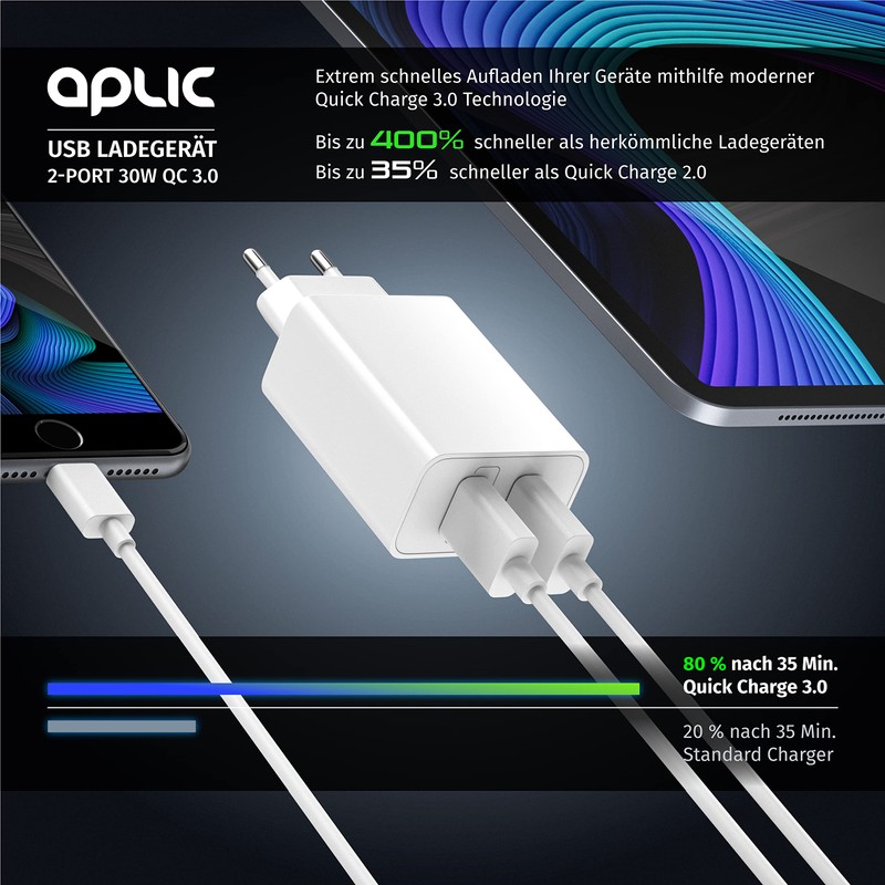 CSL USB Charger 30 W QC 3.0 2 Port Power