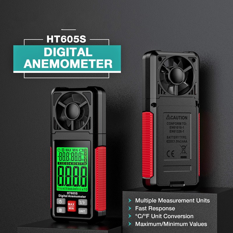 Digital Anemometer High Accuracy 2.26 Inch LCD Screen Thermal Handheld