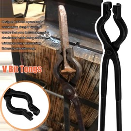 Blacksmith Hammer & Forge Tools Kit - Starter Beginner Making Knife Kit With Anvil, Wolf Jaw Tongs & V-bit Tongs