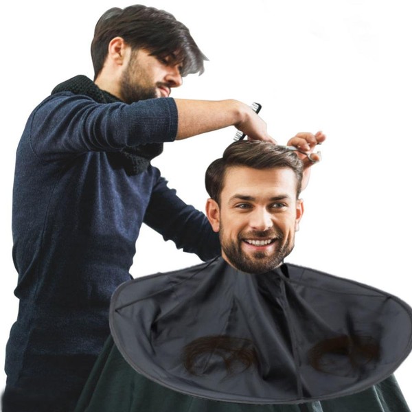 Hair Cutting Cloak Umbrella Cape Salon Barber for Salon and Home Stylists Use Adult (Black)