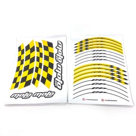 MC MOTOPARTS 17" Wheel Rim Stickers AA01 - Yellow, PVC, Striped Racing, Motorcycle Wheel Decals