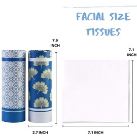 Car Tissues Holder with Facial Tissues - 4 PK - Travel Tissue Tubes Box Container Perfect Fit for Car Cup Holder Car Tissues Cylinder (Blue)