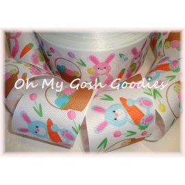 Unbranded 3" EASTER SOME BUNNY LOVES YOU BUNNIES OH MY GOSH GOODIES GROSGRAIN RIBBON