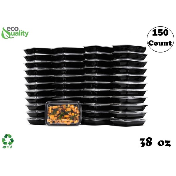 38 oz Reusable Food Storage 150 Pack Containers with Lids