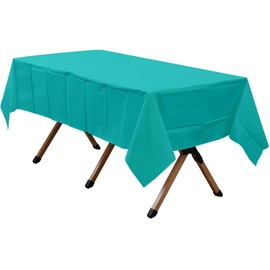 dinexlence 2 Pack Aqua Premium Plastic Tablecloth Rectangle 54 x 108 Inches Reusable Lake Blue Decorative Table Cover for Dining, Wedding, Party, Indoor and Outdoor use