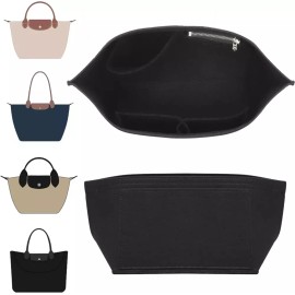 Longchamp 독소 롱샴 오거나이저 인서트 미디엄 펠트백 컵 홀더 포함 르 플리지 M 토트백 등에 적합 블랙M [Medium Tote] Doxo Longchamp Organizer Insert Medium Felt Bag with Cup Holder Suitable for Le Pliage M Tote Bag, Black M [Medium Tote]