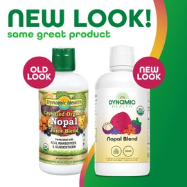 Dynamic Health Certified Organic Nopal Blend Juice | With Acai, Mangosteen & Seabuckthorn | Vitamins & Amino Acids | Vegetarian, Gluten-Free | 33.8oz