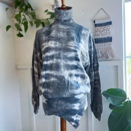 Young Fabulous & Broke Olive Green Boho Tie Dye Turtleneck Sweater Dress S Beach