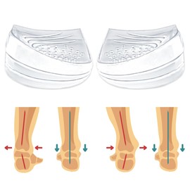 Skyfoot 3 Layers Adjustable Heel Wedge Inserts for Supination & Pronation Correction, Adhesive Medial & Lateral Heel Insoles for Bow Legs, Knee Pain, Foot Alignment (S: W 4-6.5, M 5-6.5, Crystal)