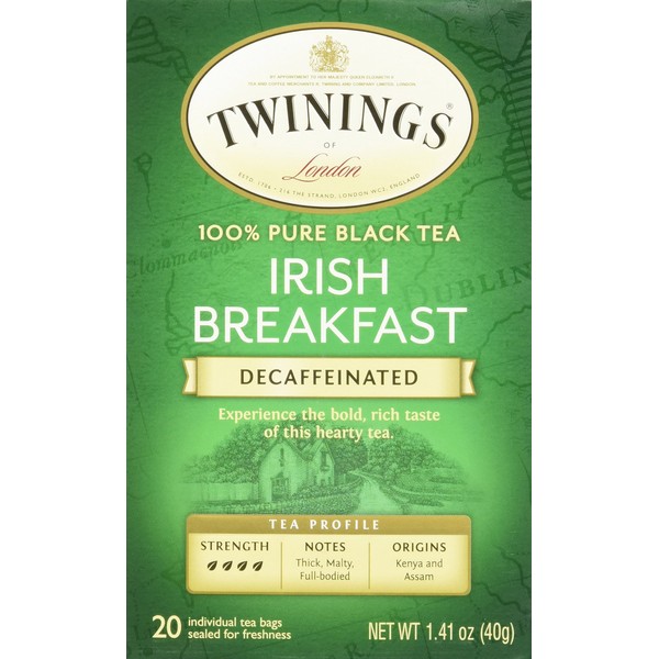 Twinings Classic Irish Breakfast Decaffeinated Tea, 20 Count