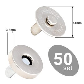 100 Sets Magnetic Snaps Buttons Magnetic Snap Closures for Purses Bags Clothes Handbags,Snaps for Sewing,DIY Craft (Silver)(14 mm)