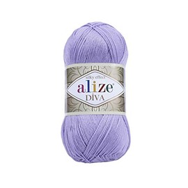 Alize Diva Silky Effect 100% Microfiber Acrylic Yarn Thread Crochet Art Lace Craft Lot of 2 skeins, Each Skein 100g 350m - 158 Lavander