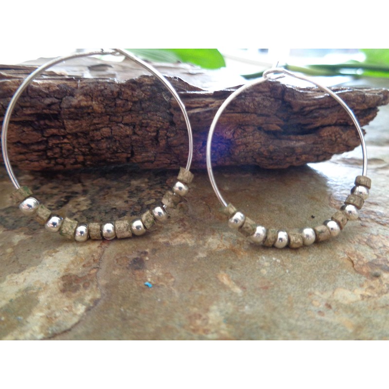 ★ OLIVE HANDGEFERTIGTE KERAMIK & SILBER CREOLEN ★ einmalige Ethno