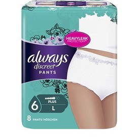 Always Discreet Pants Large for Incontinence 8 Items