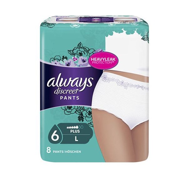 Always Discreet Pants Large for Incontinence 8 Items