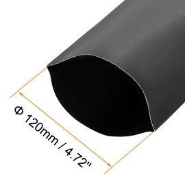 TA-VIGOR 120mm Heat Shrink Tubing, 1M Length Heat Shrink Sleeving, 2:1 Ratio Heat Shrink Tube for Electrical Insulation, Repairs, Wrap Cable, Wire Connectors, Black