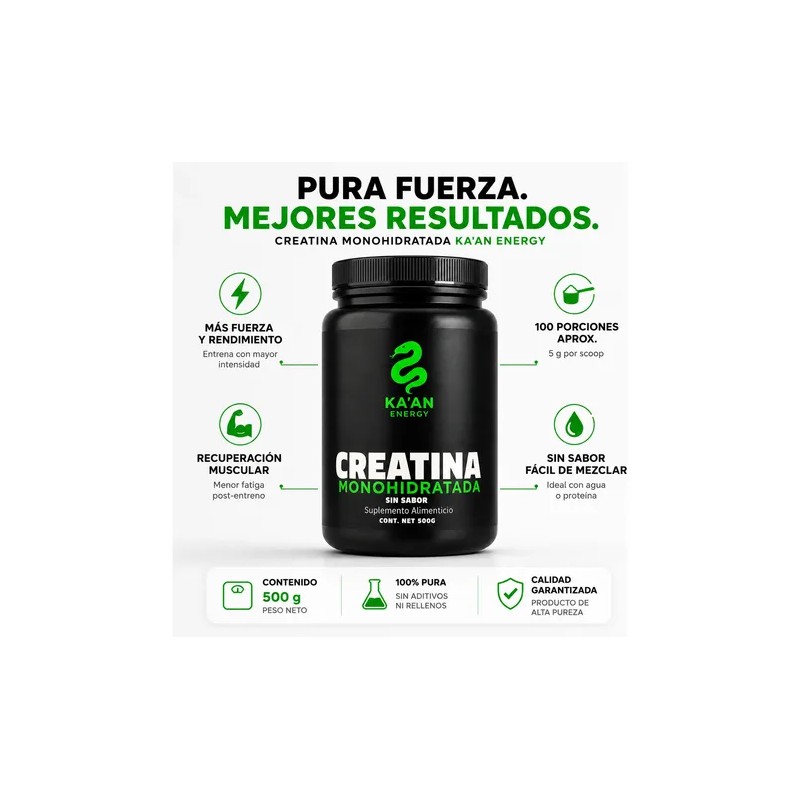 Creatina Monohidratada 500g Micronizada Sin Sabor Kaan