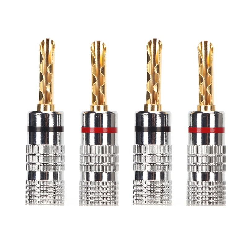 2 Pairs BFA Banana Plug 4mm Gold Plated Brass Serrated