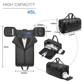 Garment Duffle Bags for Travel,Moulyan Convertible Garment Bag with Shoe Compartment,3 in 1 Waterproof Travel Suit Bag with Shoulder Strap for Men Women