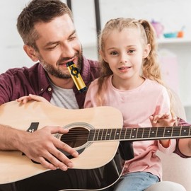 Kazoo Musical Instrument, Kazoo Metal with 5 Membranes, Good Accompaniment for Guitar/Ukulele, Kazoo Portable Musical Instrument, Gifts for Kids and Musicians (Gold)