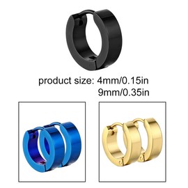 Pack of 8 Non-Pierced Earrings Ear Clips False Ear Hoop for Men and Women Stainless Steel 4 Colours