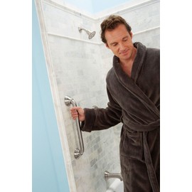 Moen LR8716D3GBN Bathroom Safety 16-Inch Designer Bathroom Grab Bar with Curled Grip, Brushed Nickel