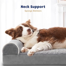 Orthopedic Dog Beds Large Sized Dog, Pet Sofa Bed with Removable Washable Cover, Egg Foam Support, Bolster Cushion for Comfortable Sleep, Waterproof & Non-Slip Bottom Bed