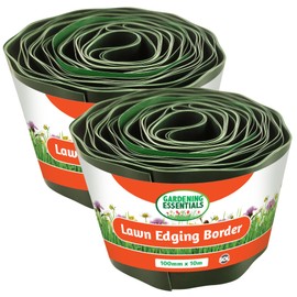 SOL 2pk Lawn Edging Border, 100mm x 10m Garden Edging, Flexible & Durable Plastic Lawn Edging Strip, Ideal for Grass, Gravel & Path Borders, Weather-Resistant for Neat & Defined Outdoor Landscaping