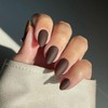 Matte Brown Press On Nails Short Oval,Xcreando Almond Fake Nails