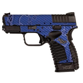 MightySkins Carbon Fiber Skin Compatible with Springfield XDS 3.3 - Blue Bandana | Protective, Durable Textured Carbon Fiber Finish | Easy to Apply, Remove, and Change Styles | Made in The USA