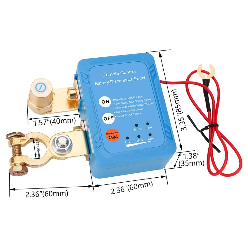 Weasch Kill Switch 12V/24V 240A, Remote Battery Disconnect Switch, Car