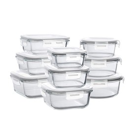 Bayco Glass Storage Containers with Lids, 9 Sets, Meal Prep Airtight Food Storage Containers for Food Storage with Lids - Leak Proof
