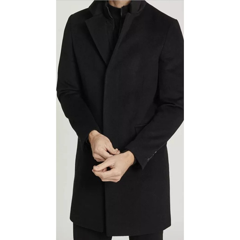 Reiss Mens Coal Winter Overcoat Black Small RRP$645