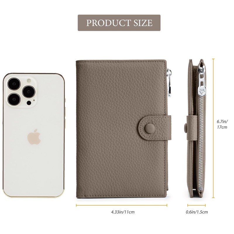 Leather Passport Wallet for Women, Slim RFID Blocking Passport Holder,