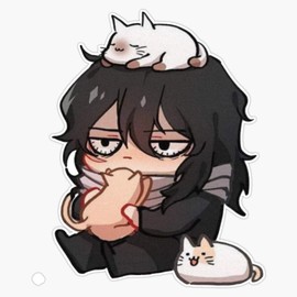 Leyland Designs Cat Dad Aizawa Sticker Outdoor Rated Vinyl Sticker Decal for Windows, Bumpers, Laptops or Crafts 5"