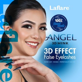 Laflare Laflare® 3D MINK ANGEL Eyelashes,20 Single Packs Luxury Synthetic False Eyelashes,16mm Dramatic Look Maximum Volume. Flare shape, Reusable Faux Lashes (AM13X20P, 20, Count)