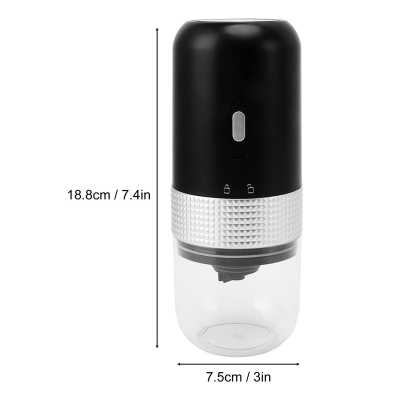 Black Coffee Bean Grinder Dry Wet Dual Use 1500mAh Small