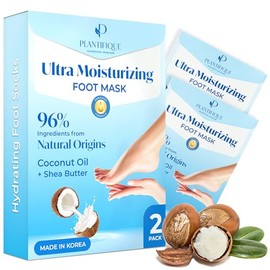 PLANTIFIQUE Foot Moisturiser Socks - Hydrating Foot Mask - 2 Pack Hydrating Socks for Soft Heels - Intense Moisturizing and Repairing Dry Rough Skin - Foot Care Korean Skincare - Mask Foot Spa