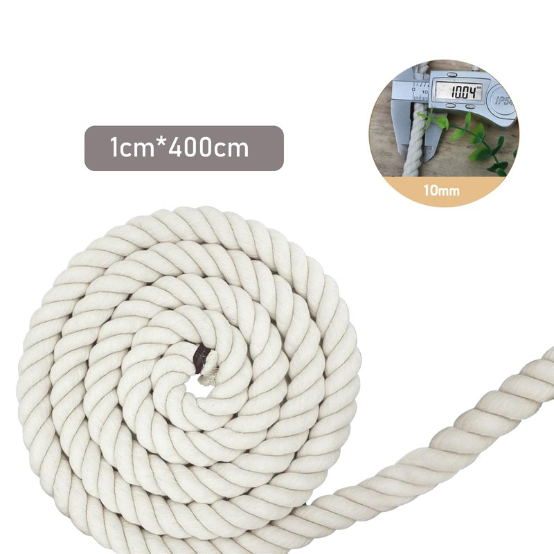 10 mm Wide Cotton Rope 4 m Long Rope White
