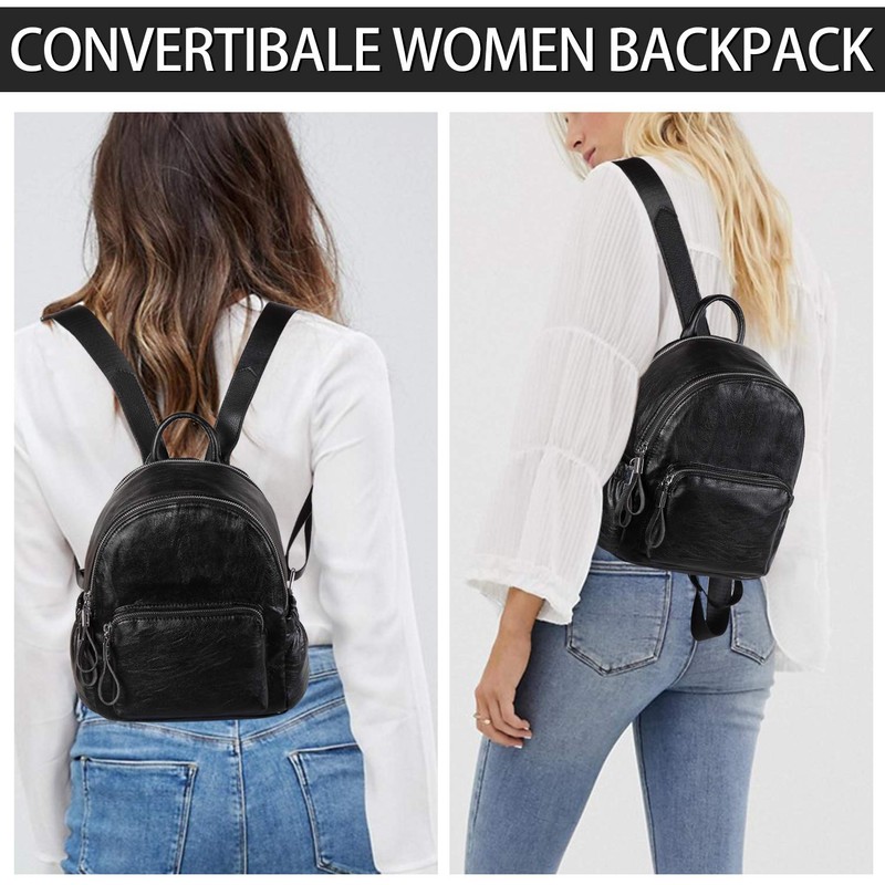 VASCHY Women's Backpack, Mini Backpack PU Leather Waterproof Fashion Small