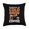 Powered By Cold Brew Coffee Iced Coffee Throw Pillow