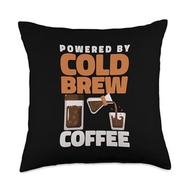 Powered By Cold Brew Coffee Iced Coffee Throw Pillow