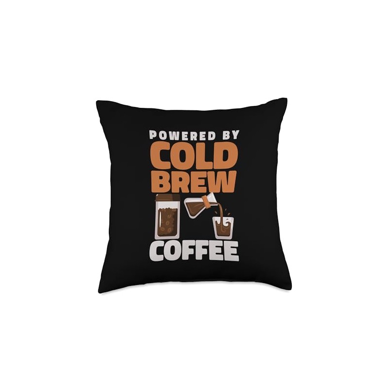 Powered By Cold Brew Coffee Iced Coffee Throw Pillow