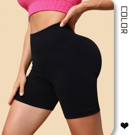 Women's Breathable High-Waist Tummy Control Pilates Sports Shorts [Clearance] High Stretch L/Black 5ea