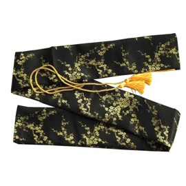 Bamboo Sword Bag, Japanese Pattern, 51.2 x 5.1 inches (130 x 13 cm), Cosplay, Rope Adjustment, Imitation Sword, Fishing Rod, Storage for Long Items, Stylish (Black + Gold)