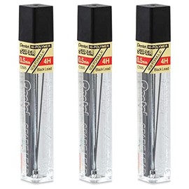 PENTEL 3 Packs of 12 Leads Hi-Polymer Super 0.5 mm 4H