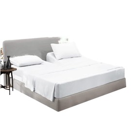 Top Split King Flex Head Sheet Set for Sleep Number Mattress Fits Deep Pocket Bed 1800 Thread Count Super Soft and Cool 4 Piece Set with Pillowcases 34-36" Split top (White)