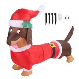Inflatable Weiner Dog 1.5 Meters Illuminated Polyester Fiber Blow Up Dachshund Dog for Christmas Decoration US Plug 100‑240V