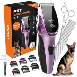 Dog Grooming Kit Low Noise Dog Clippers for Grooming Rechargeable Cordless Dog Grooming Clippers 2 Speed 6 Guards for Thick Knot Coats Pet Grooming Kit for Small Medium Large Dogs Cats (Iris Purple)