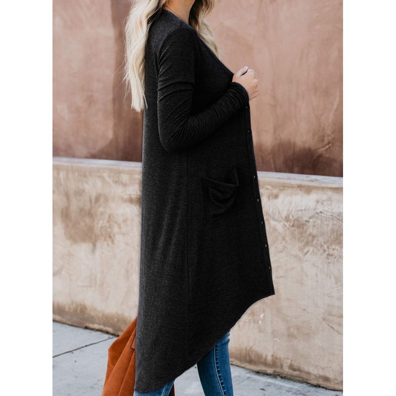 Alaster Queen Women's Open Front Long Black Cardigans Lightweight Long